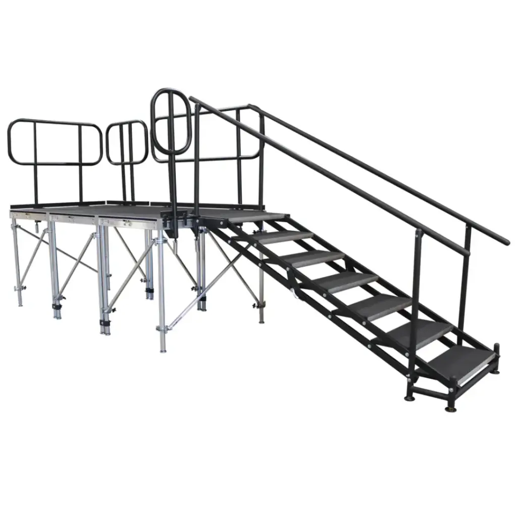 [rental-7-step-stairs] Staging Dimensions - 7 Step Stair Unit w/ Rails